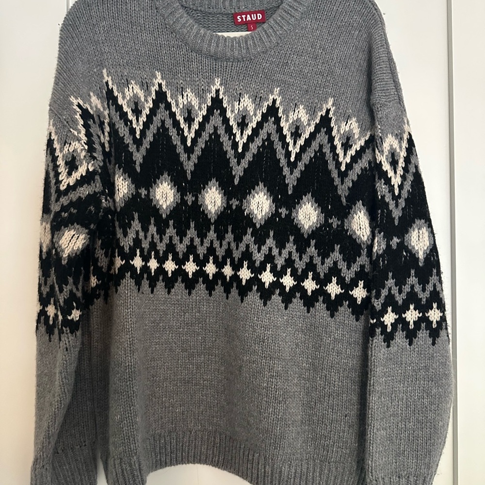 Staud blue and white Patterned womens Sweater